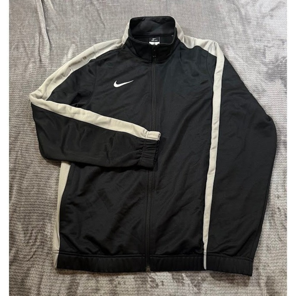 Nike Dri-FIT Mens Small Black Grey Full Zip Track Jacket Soccer Warm Up Swoosh